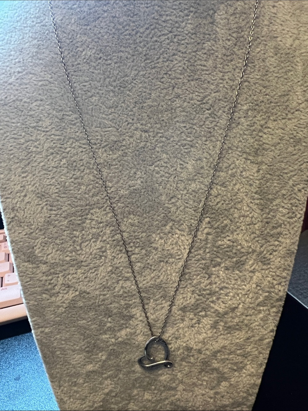 Vintage Delicate Sterling Silver Heart Outline Necklace
